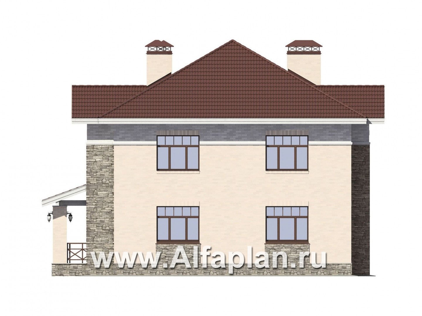 Проекты домов Альфаплан - Красивый коттедж с двусветной гостиной - изображение фасада №4