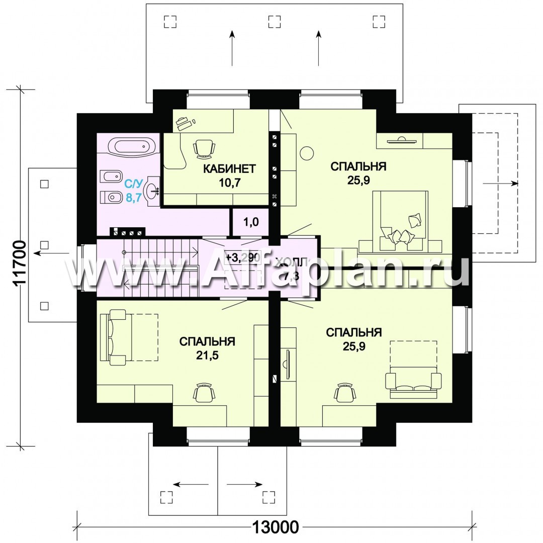 Проекты домов Альфаплан - Ккирпичный особняк с цокольным этажом - изображение плана проекта №3
