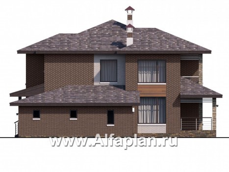 Проекты домов Альфаплан - «Эридан» - современный стильный дом с террасой и гаражом - превью фасада №2