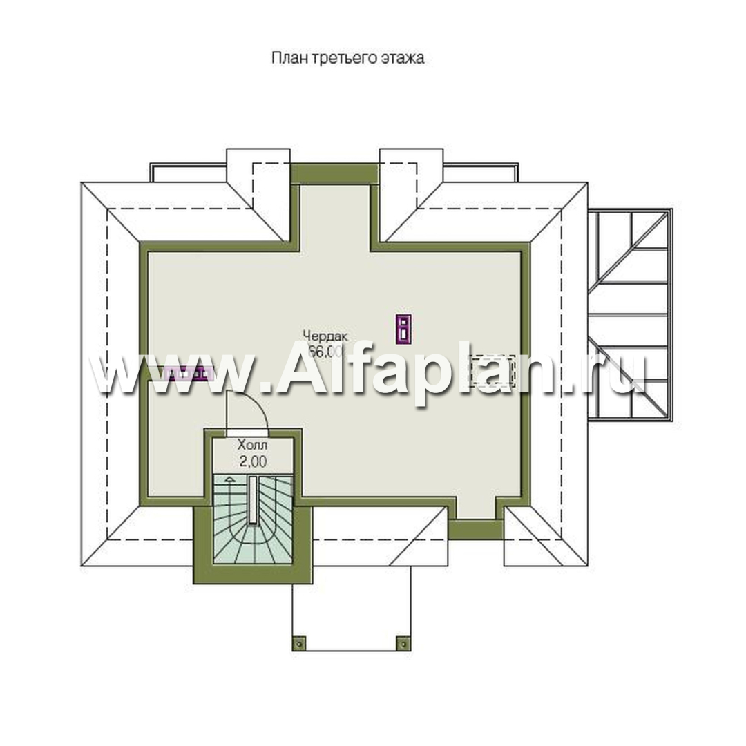 Проекты домов Альфаплан - «Разумовский» - проект двухэтажного дома, с террасой, со вторым светом - план проекта №3