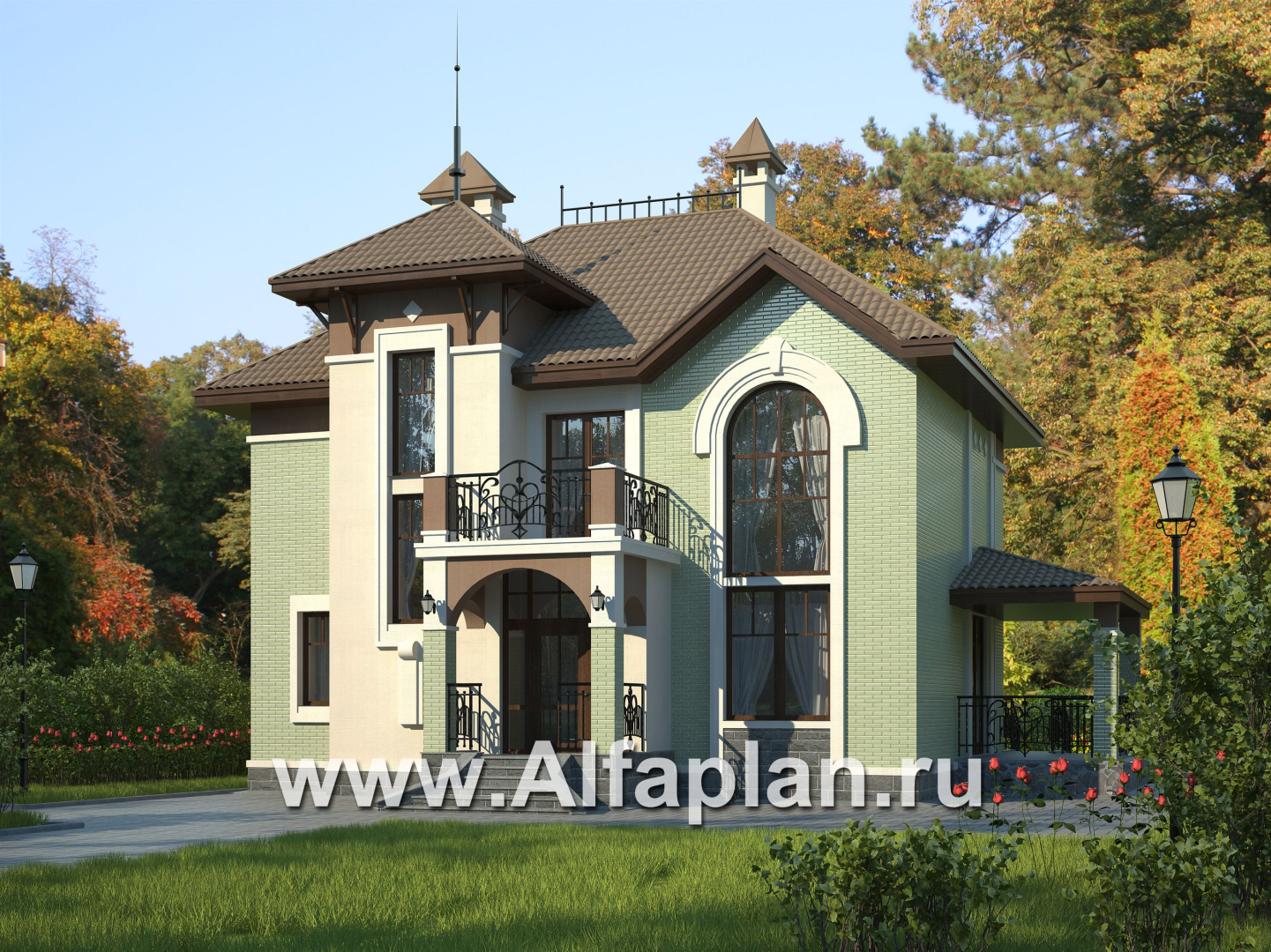Проекты домов Альфаплан - «Разумовский» - проект двухэтажного дома, с террасой, со вторым светом - дополнительное изображение №2