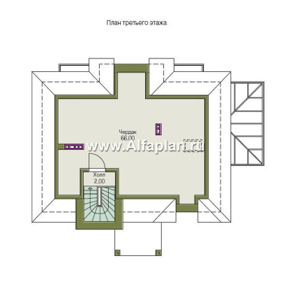 Проекты домов Альфаплан - «Разумовский» - проект двухэтажного дома, с террасой, со вторым светом - превью плана проекта №3