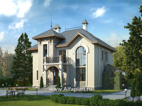 Проекты домов Альфаплан - «Разумовский» - проект двухэтажного дома, с террасой, со вторым светом - превью дополнительного изображения №1