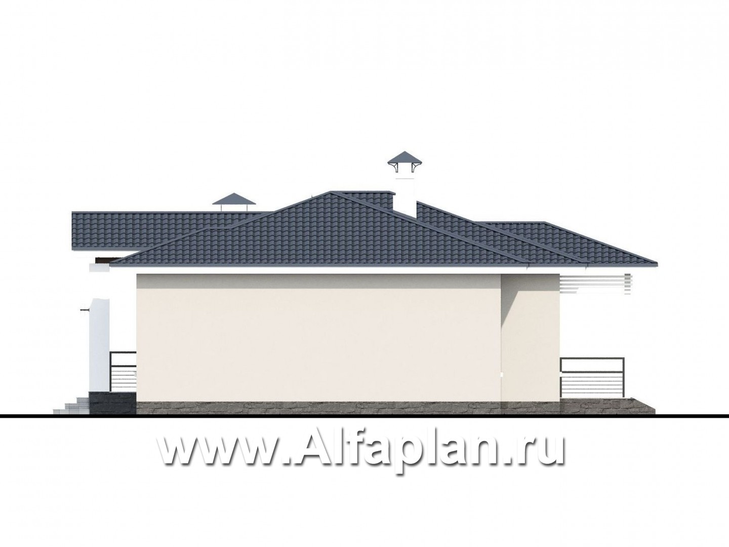 Проекты домов Альфаплан - «Бирюса» - проект одноэтажного коттеджа для небольшой семьи - изображение фасада №2