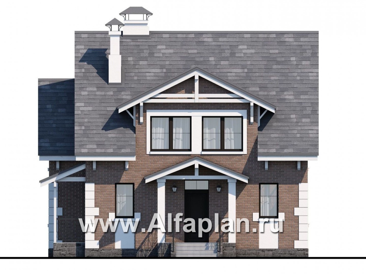 Проекты домов Альфаплан - Кирпичный дом «Боспор» - - изображение фасада №1