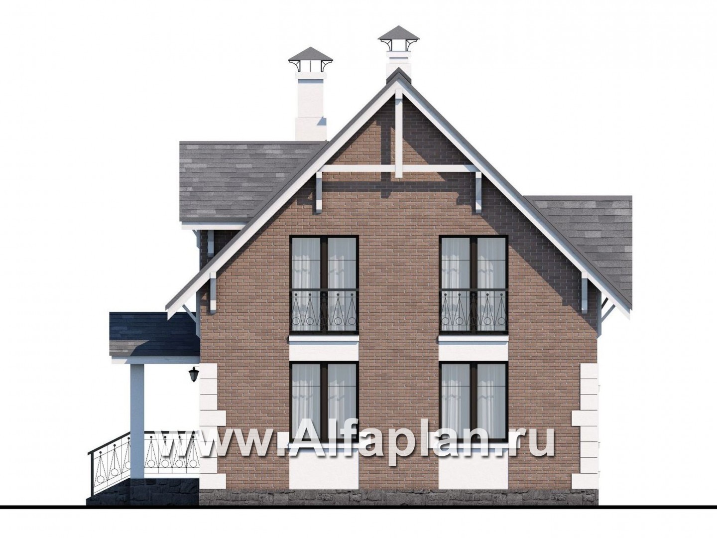Проекты домов Альфаплан - Кирпичный дом «Боспор» - - изображение фасада №2