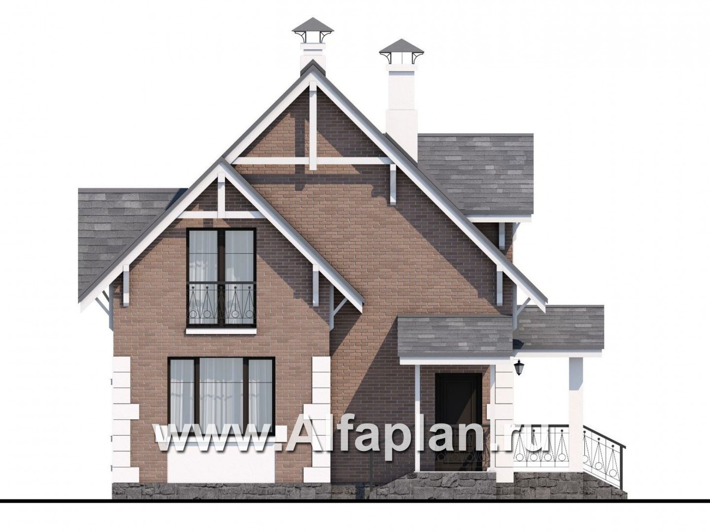 Проекты домов Альфаплан - Кирпичный дом «Боспор» - - изображение фасада №3