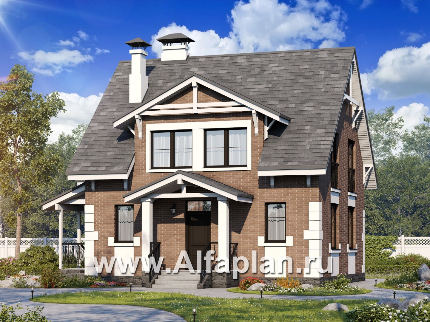 Проекты домов Альфаплан - Кирпичный дом «Боспор» - - основное изображение