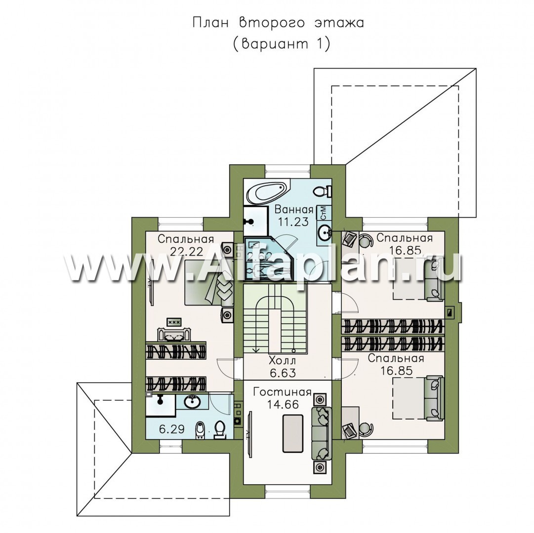 Проекты домов Альфаплан - «Семь ветров» - двухэтажный коттедж с комфортной планировкой - изображение плана проекта №2