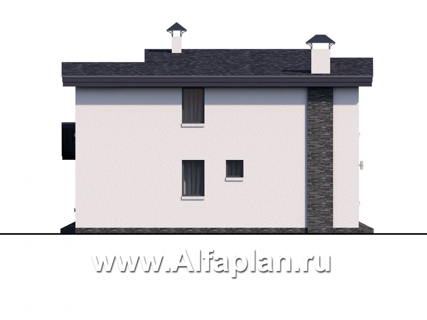 Проекты домов Альфаплан - "Модена" -стильный дизайн дома, односкатная крыша - изображение фасада №3