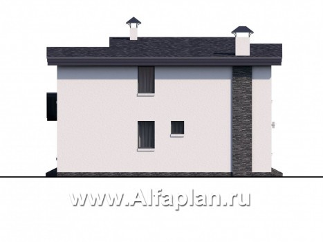 Проекты домов Альфаплан - "Модена" -стильный дизайн дома, односкатная крыша - превью фасада №3