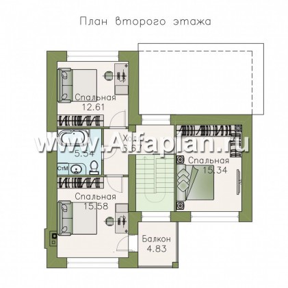 Проекты домов Альфаплан - "Модена" -стильный дизайн дома, односкатная крыша - превью плана проекта №2