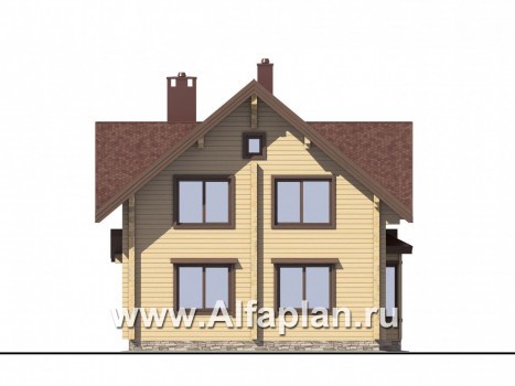 Проекты домов Альфаплан - Деревянный дом для комфортного отдыха - превью фасада №2