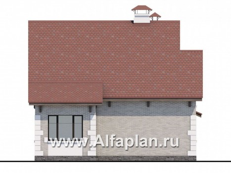Проекты домов Альфаплан - Проект кирпичного дома «Боспор» с мансардой и гаражом - превью фасада №4