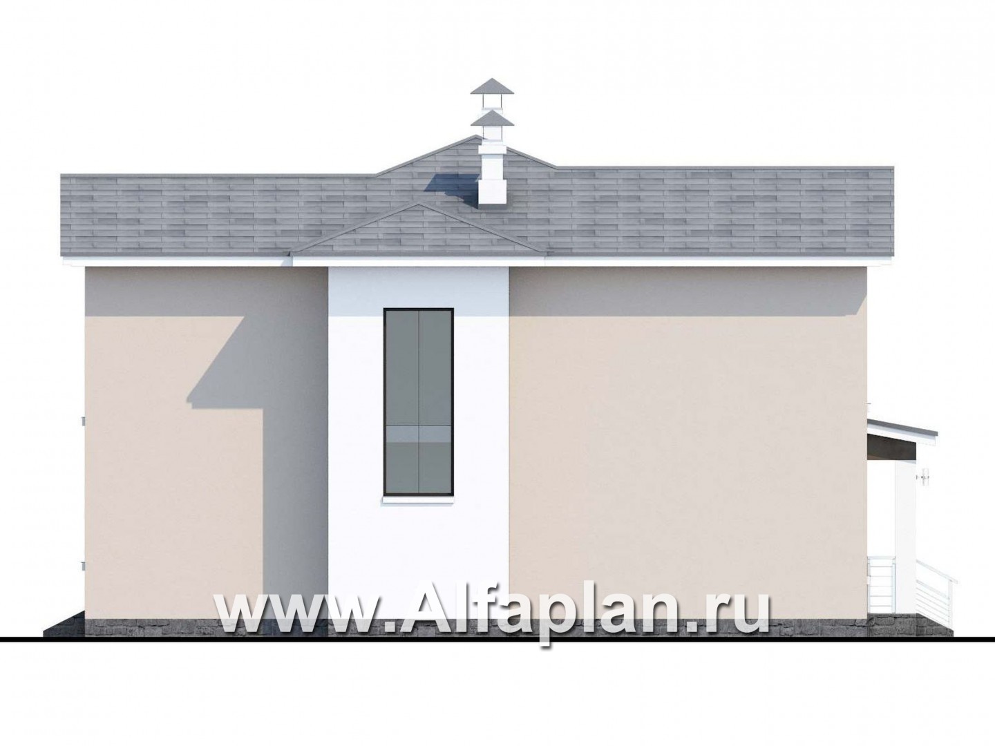 Проекты домов Альфаплан - «Платина» - проект двухэтажного современного дома, с террасой, с гаражом, в современном стиле - изображение фасада №2