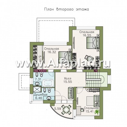 Проекты домов Альфаплан - «Платина» - стильный современный дом в европейской традиции - превью плана проекта №2