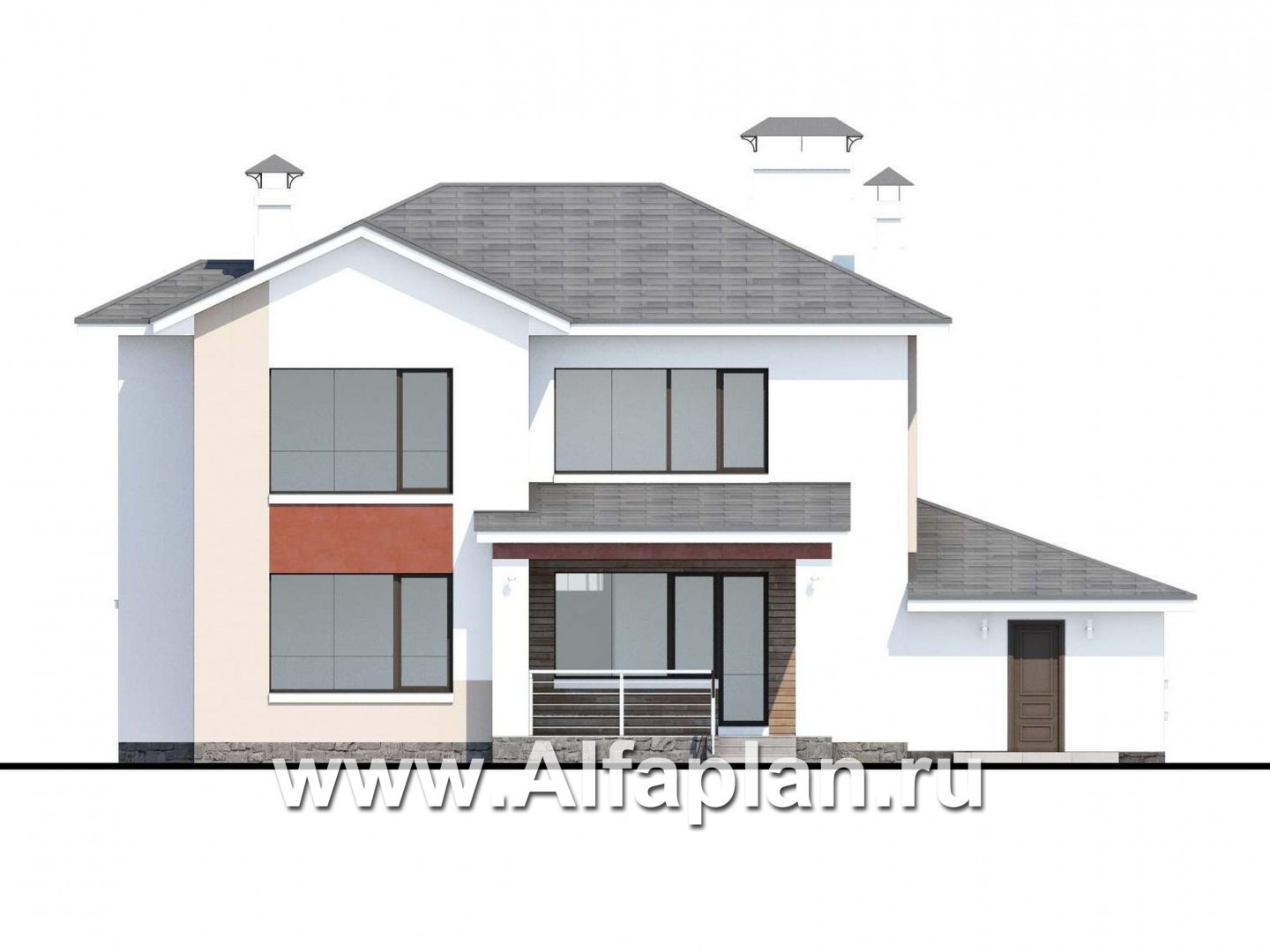 Проекты домов Альфаплан - «Платина» - современный дом в европейской традиции - изображение фасада №4