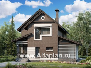 Превью проекта ««Эль-Ниньо» - проект дома с мансардой в скандинавском стиле, с террасой, для узкого участка»
