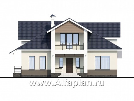 Проекты домов Альфаплан - «Кластер Персея» - дом с двумя жилыми комнатами на 1 эт и с мансардой - превью фасада №1