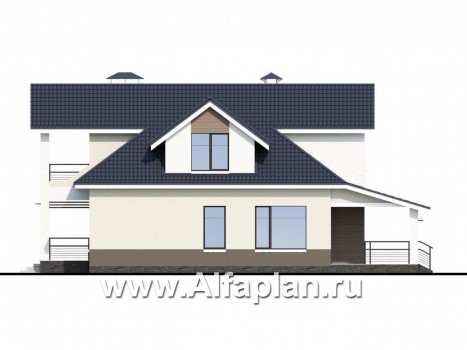 Проекты домов Альфаплан - «Кластер Персея» - дом с двумя жилыми комнатами на 1 эт и с мансардой - превью фасада №2