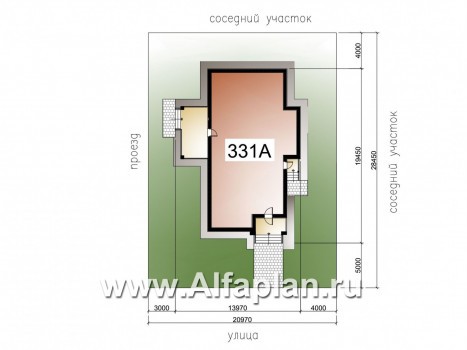 Проекты домов Альфаплан - «Ариадна» - одноэтажный дом для узкого участка - превью дополнительного изображения №2