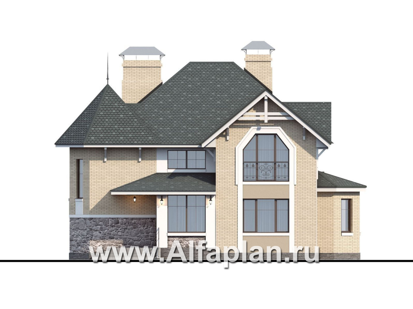 Проекты домов Альфаплан - «Бестужев» - классический коттедж с удобным планом - изображение фасада №1