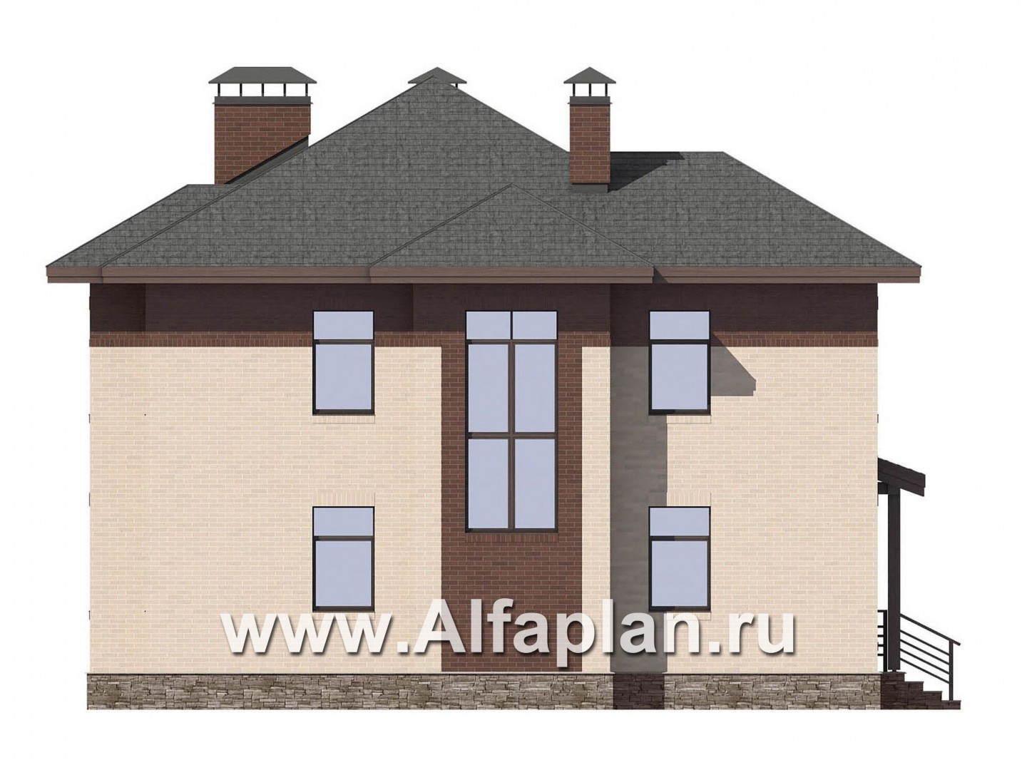 Проекты домов Альфаплан - Современный комфортабельный коттедж - изображение фасада №3