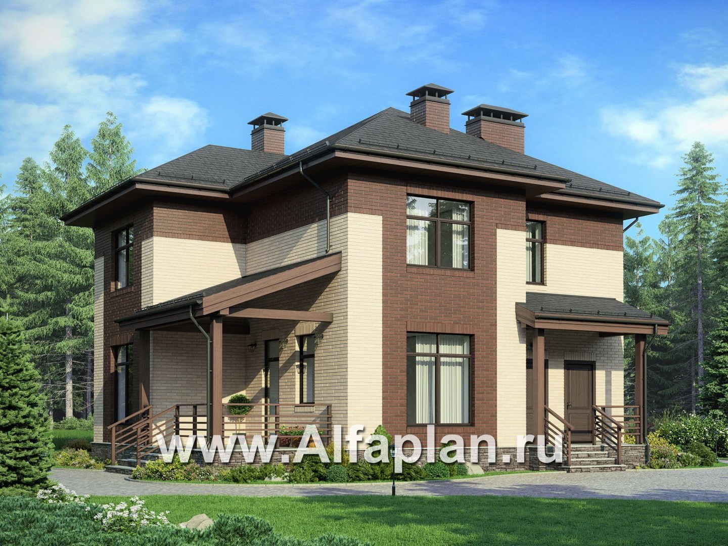 Проекты домов Альфаплан - Современный комфортабельный коттедж - основное изображение