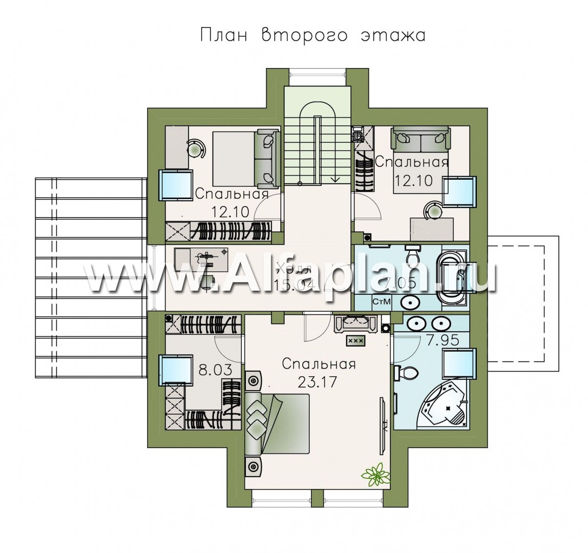 Проекты домов Альфаплан - «Гемма»  - современный мансардный дом - план проекта №2