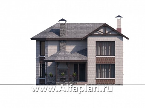 Проекты домов Альфаплан - Двухэтажный дом с эркером - превью фасада №2