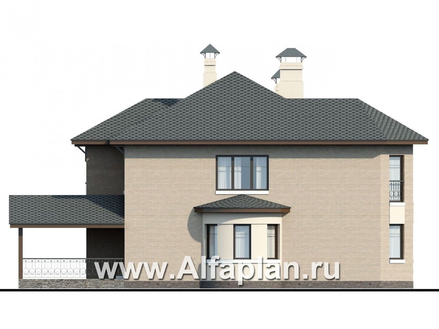Проекты домов Альфаплан - «Эллада» - компактный особняк --навесом - изображение фасада №3