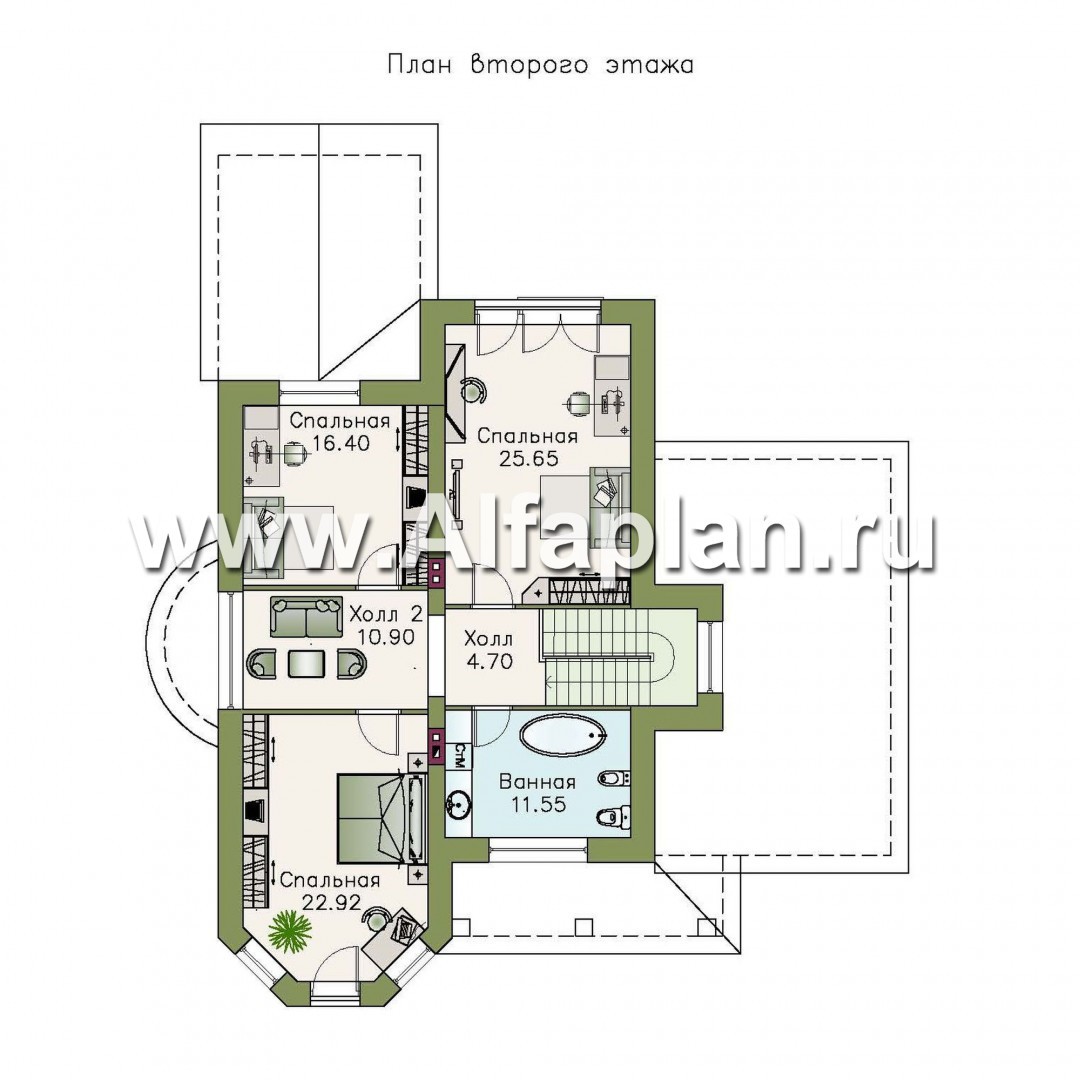 Проекты домов Альфаплан - «Эллада» - компактный особняк --навесом - изображение плана проекта №2