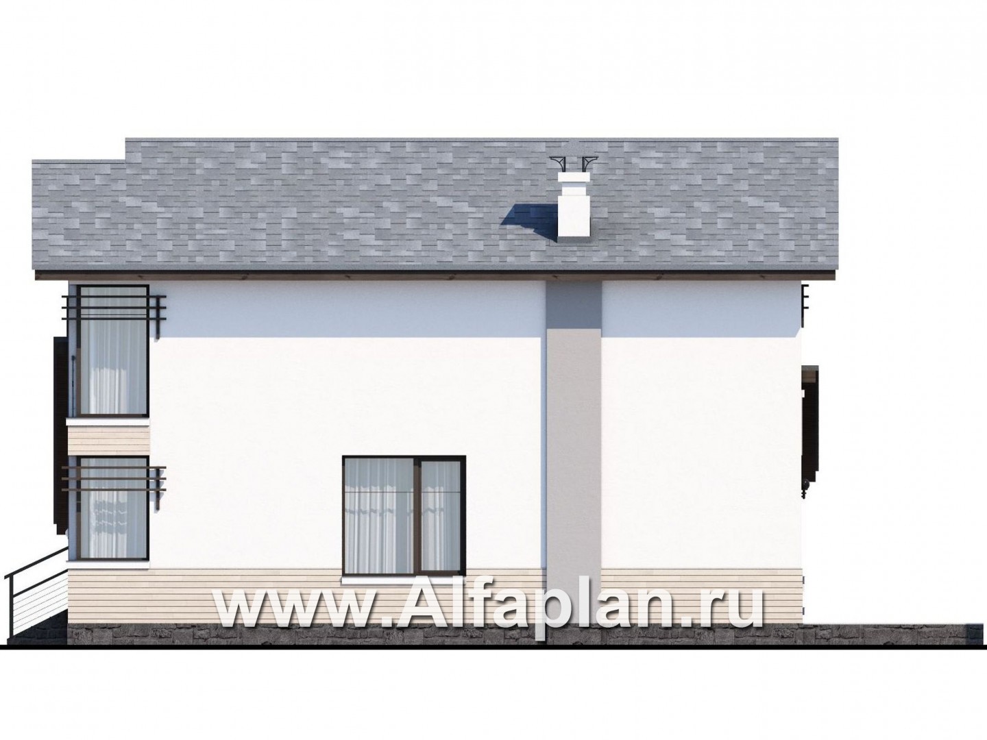 Проекты домов Альфаплан - «Солнечный» - современный, компактный и комфортный дом - изображение фасада №2
