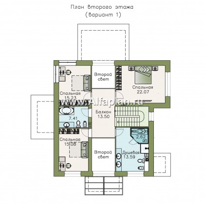 Проекты домов Альфаплан - «Мелодия света» - двухэтажный коттедж с эффектным интерьером - превью плана проекта №2