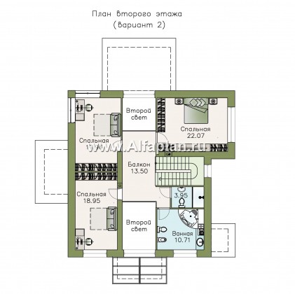 Проекты домов Альфаплан - «Мелодия света» - двухэтажный коттедж с эффектным интерьером - превью плана проекта №3