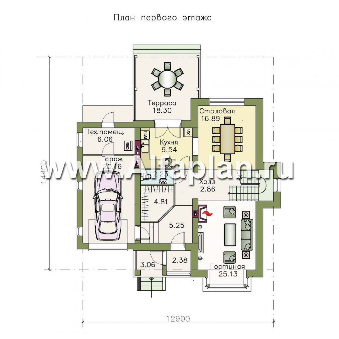 Проекты домов Альфаплан - «Импульс» - современный компактный проект - изображение плана проекта №1