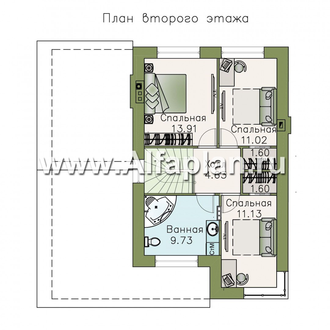 Проекты домов Альфаплан - «Солнечный» - современный, компактный и комфортный дом - план проекта №3