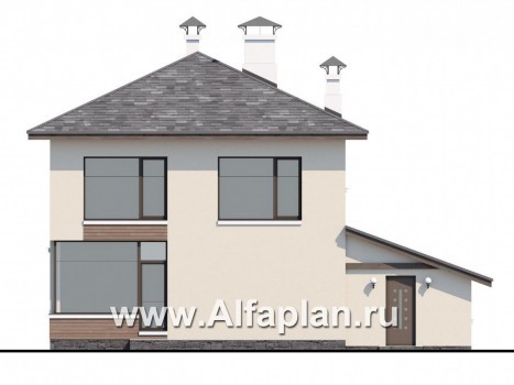 Проекты домов Альфаплан - «Эволюция» - удобный современный коттедж - превью фасада №4
