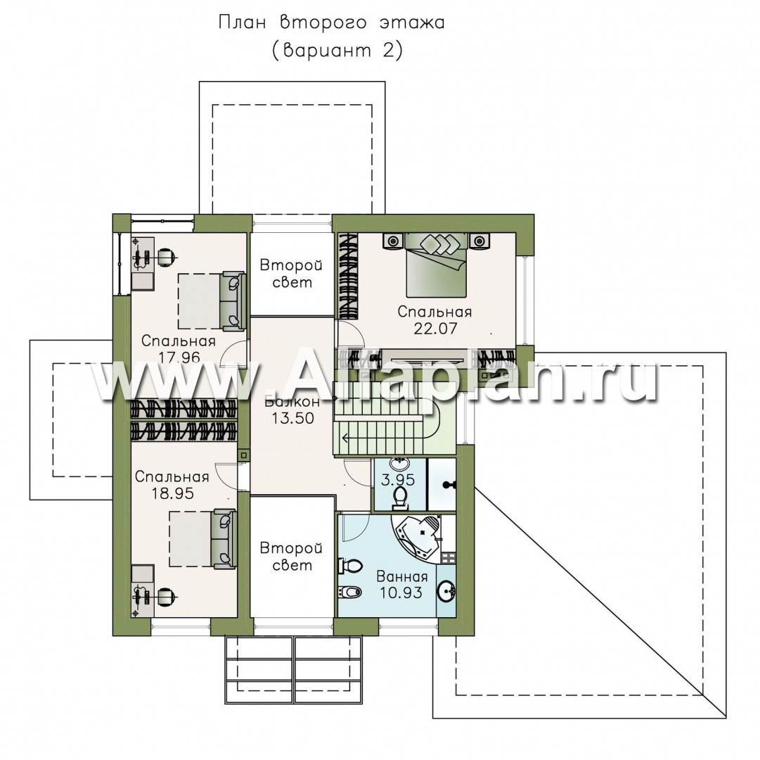 Проекты домов Альфаплан - «Мелодия света» - коттедж эффектными интерьерами и большим гаражом - изображение плана проекта №3