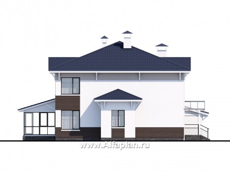 Проекты домов Альфаплан - «Мелодия света» - коттедж эффектными интерьерами и большим гаражом - превью фасада №3