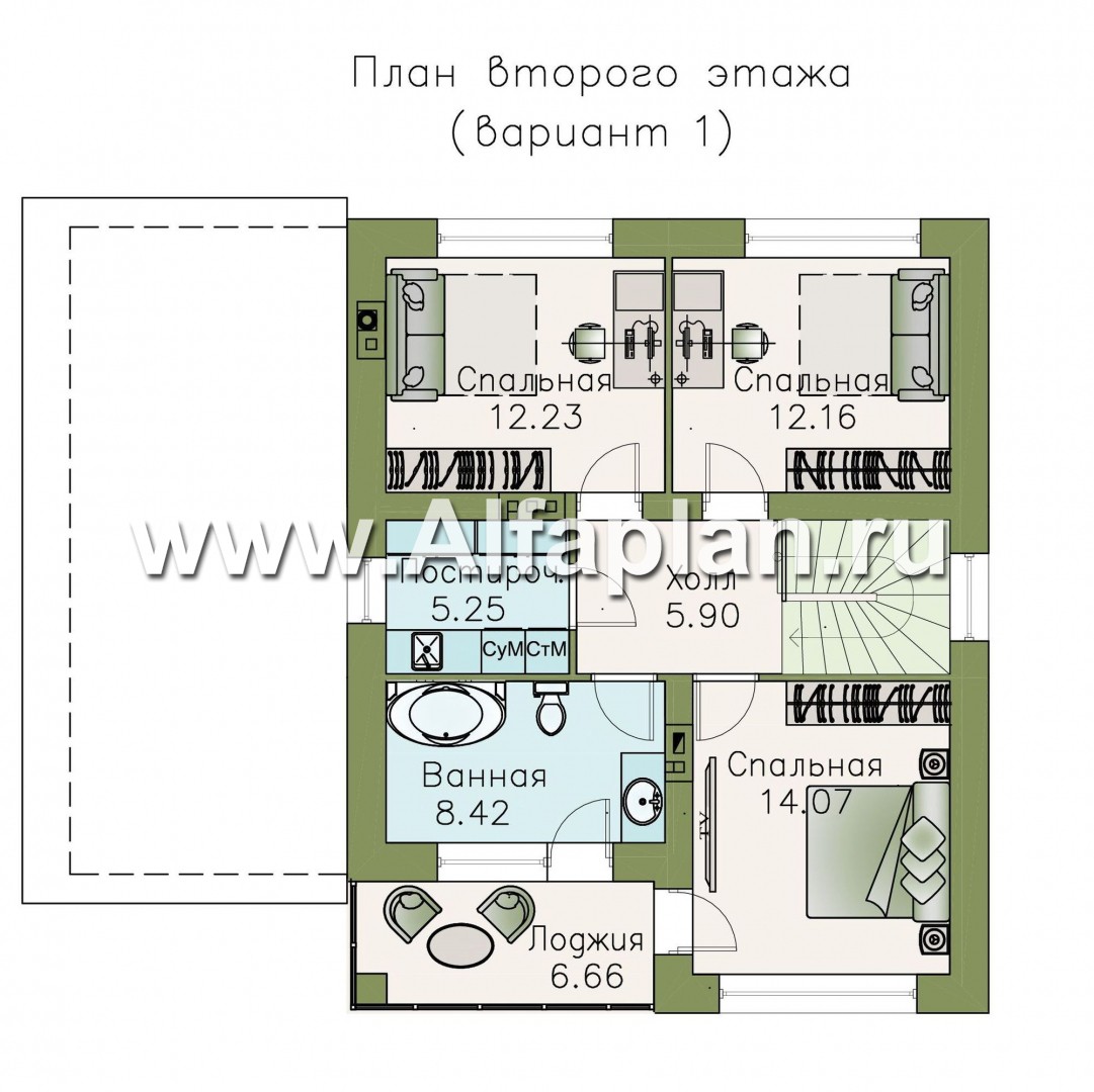 Проекты домов Альфаплан - «Эволюция» - удобный современный коттедж - изображение плана проекта №2