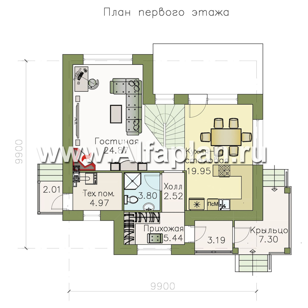 Проекты домов Альфаплан - «Невский стиль» - удобный и красивый двухэтажный дом - план проекта №1