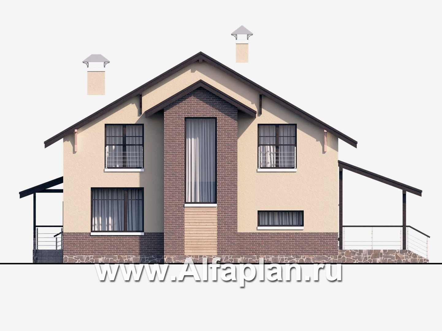 Проекты домов Альфаплан - «Клипер» - комфортный палн дома, двускатная крыша - изображение фасада №4