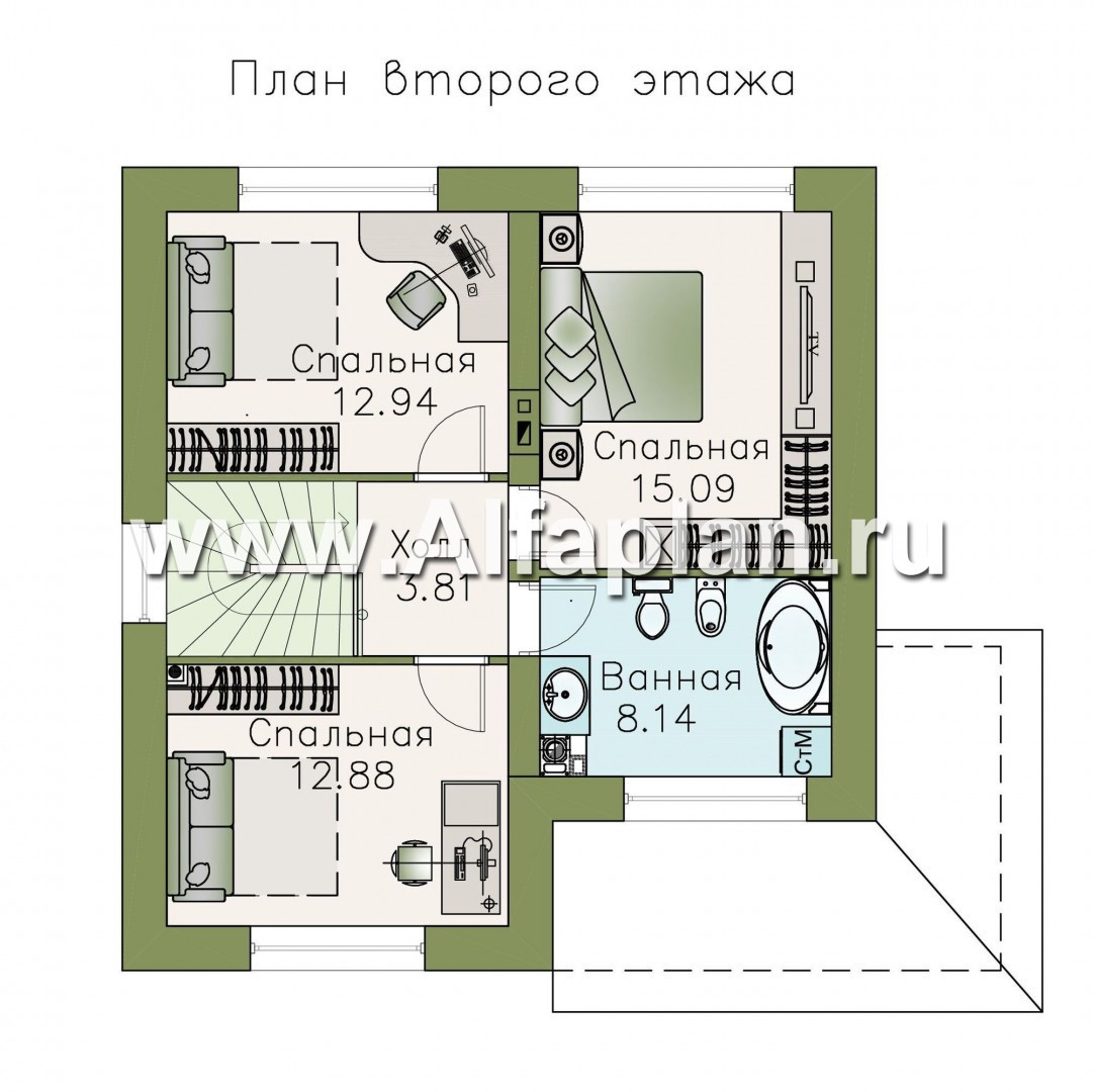 Проекты домов Альфаплан - Кирпичный дом «Собственный рай» - план проекта №2