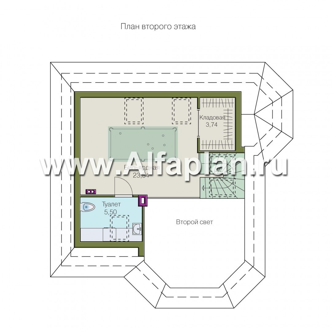Проекты домов Альфаплан - Дом для отдыха со студией в мансарде - план проекта №2