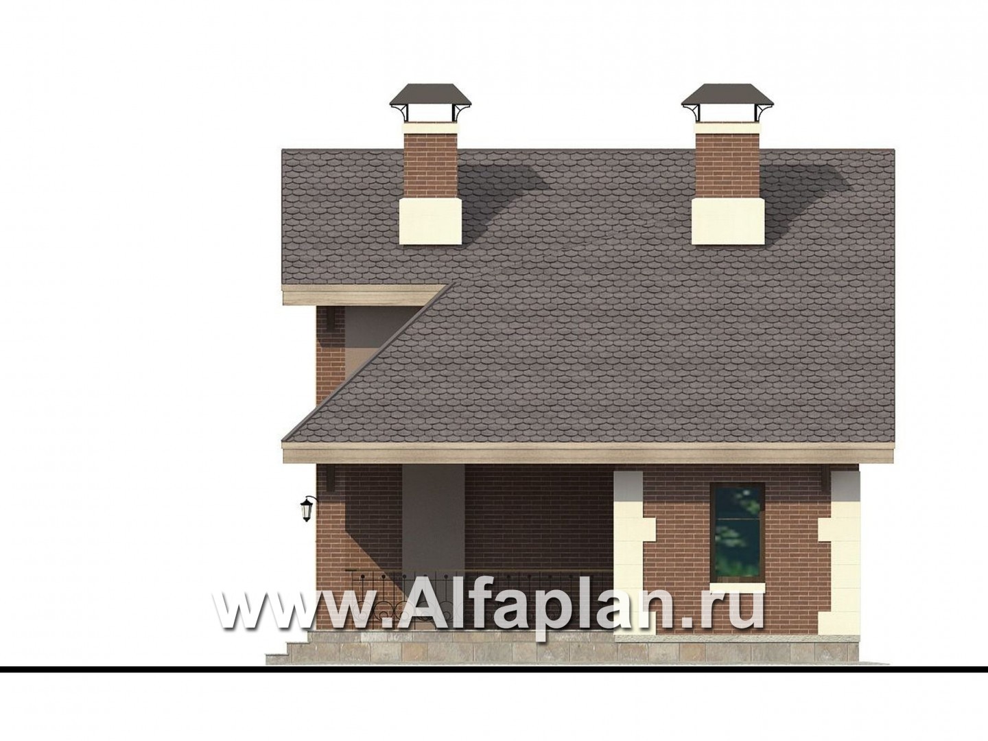 Проекты домов Альфаплан - Проект бани с террасой и студией в мансарде - изображение фасада №2