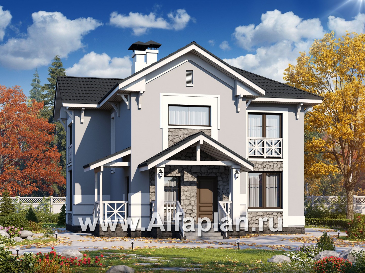 Проекты домов Альфаплан - «Линия жизни»  - удобный дом для небольшой семьи - основное изображение