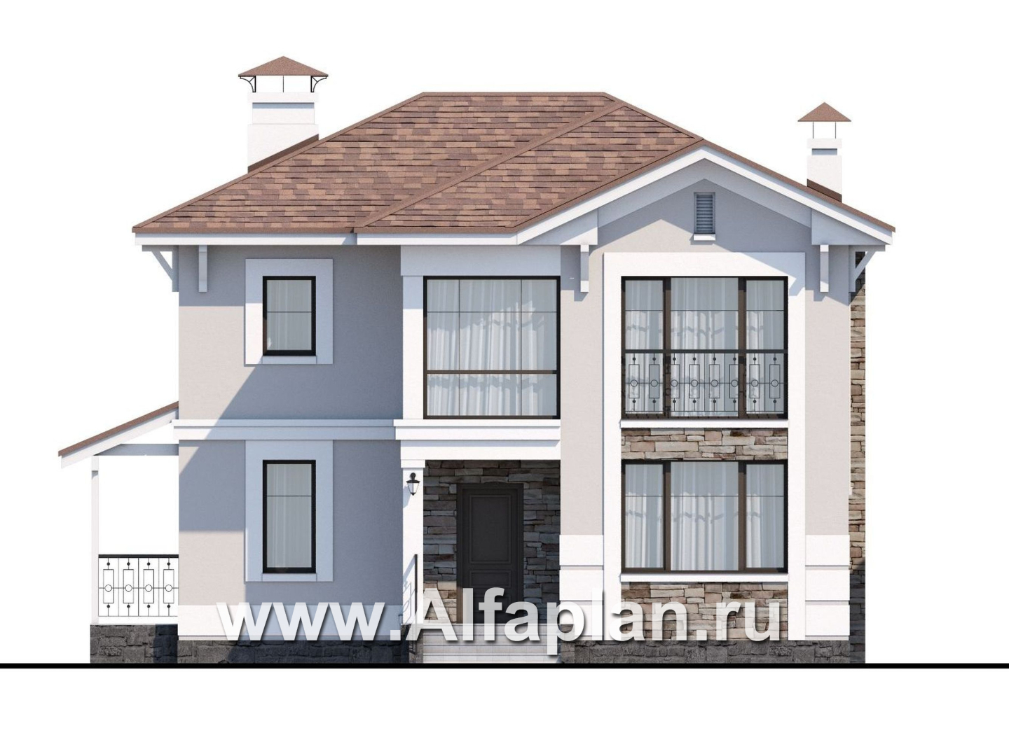Проекты домов Альфаплан - «Княжна Мери» - удобный дом с вариантами планировки - изображение фасада №1