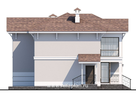 Проекты домов Альфаплан - «Княжна Мери» - удобный дом с вариантами планировки - превью фасада №3