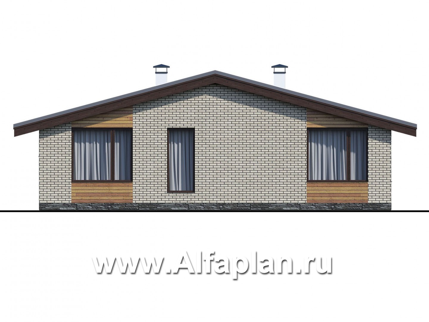 Проекты домов Альфаплан - «Бета» - проект одноэтажного дома с террасой со стороны входа - изображение фасада №4